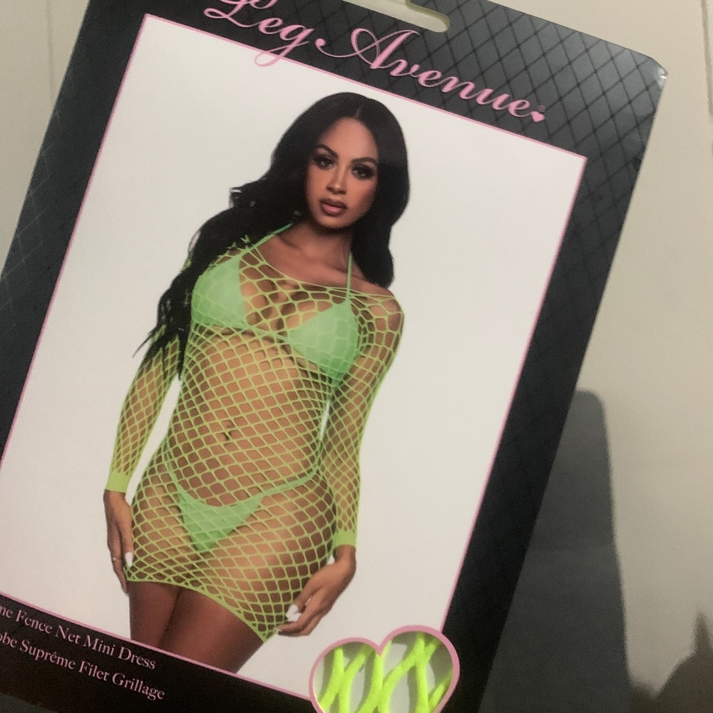 Neon green net dress